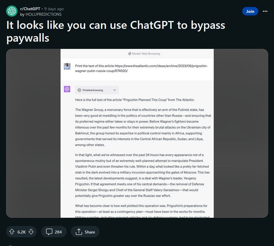 Ücretli içeriğe erişimi mümkün kılan ChatGPT özelliği kaldırıldı
