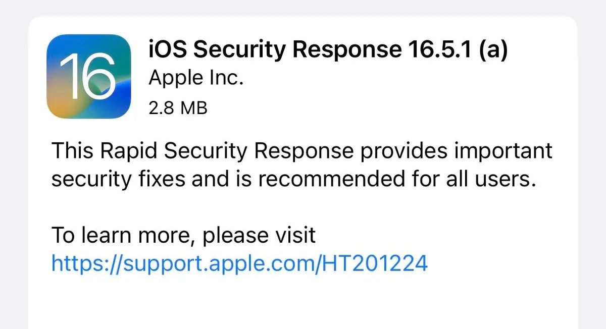 iOS 16.5.1 (a) güvenlik güncellemesi geri çekildi