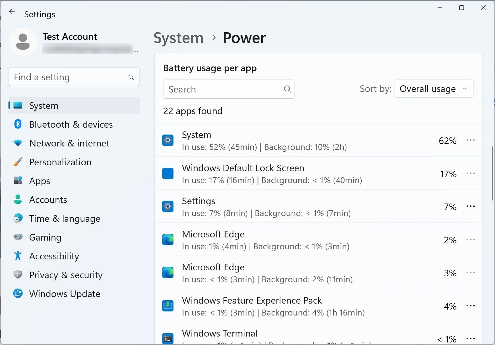 Windows 11'de pil tüketen uygulamalar kolayca görülebilecek