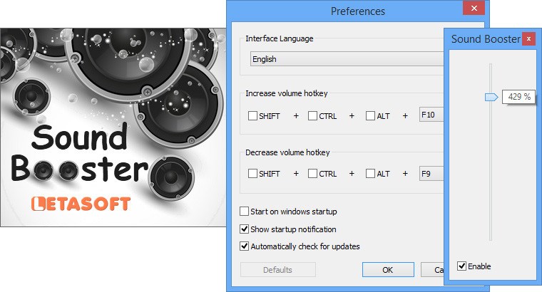 Windows ses yükseltme programı Letasoft Sound Booster