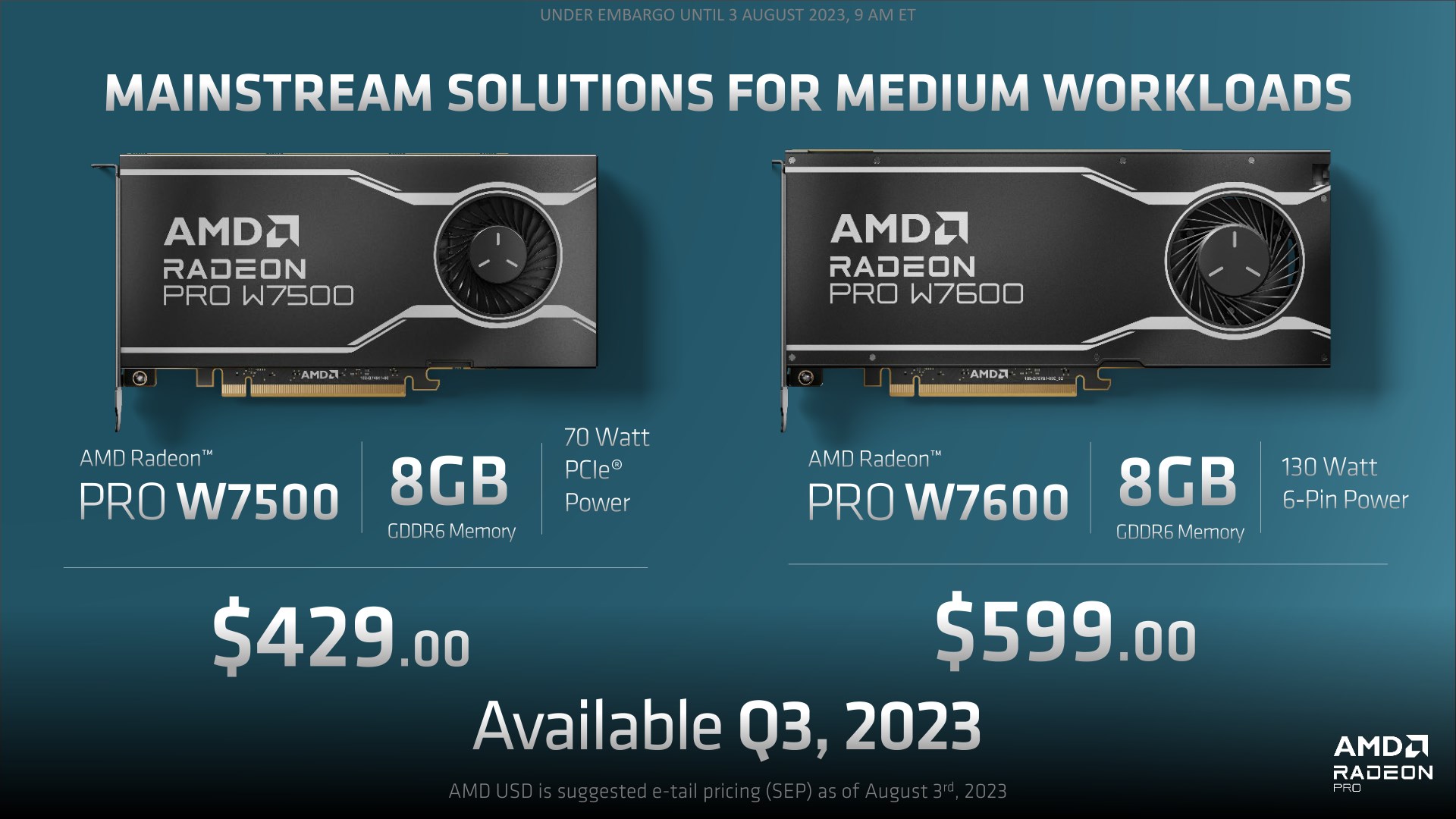 AMD, Radeon Pro W7600 ve W7500 ekran kartlarını duyurdu