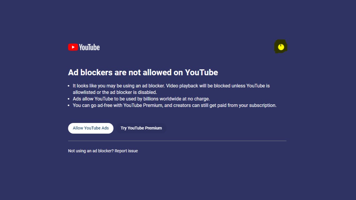 youtube reklam engelleme pop up