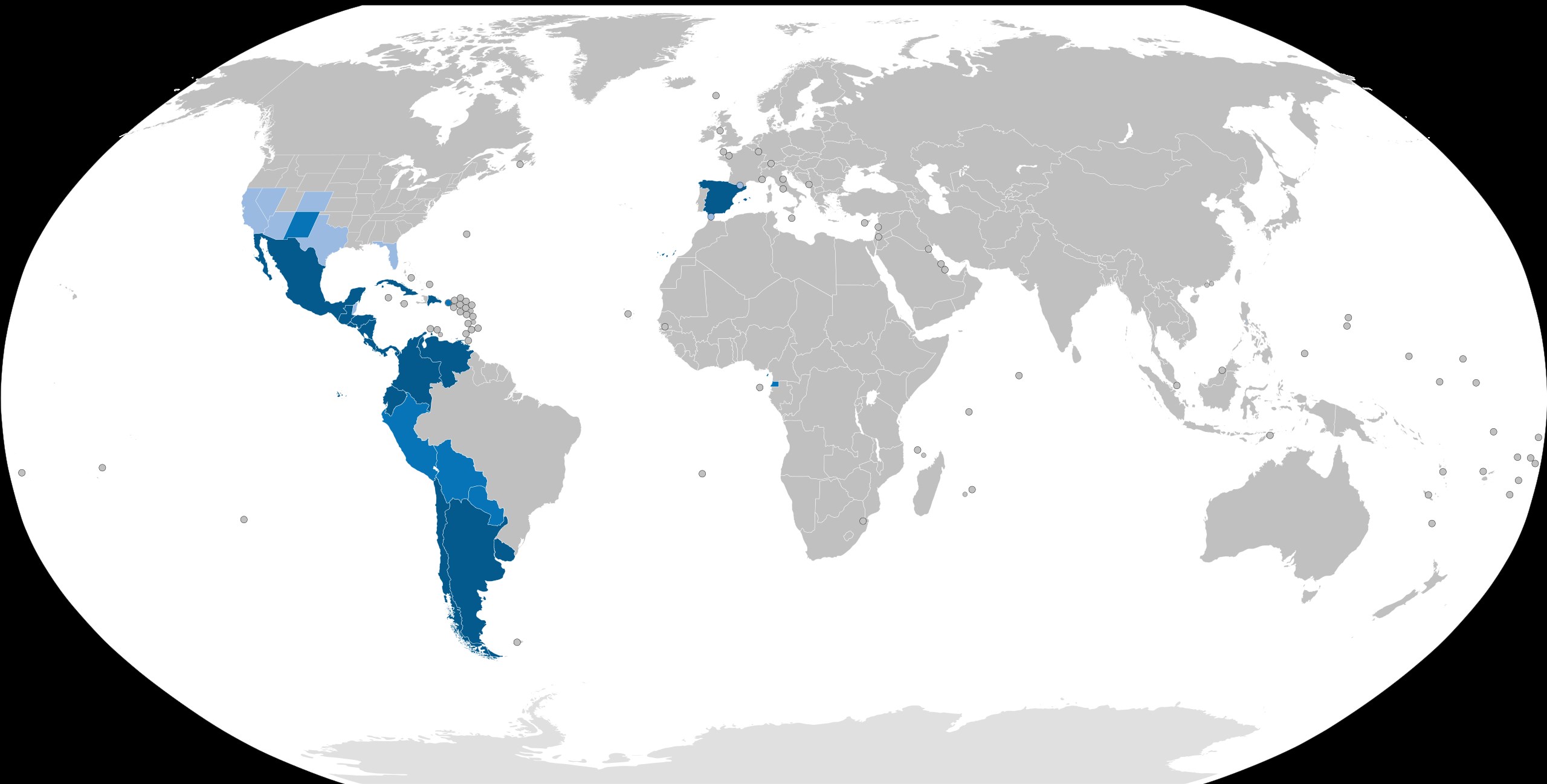 ispanyolca dili konuşan ülkeler haritası