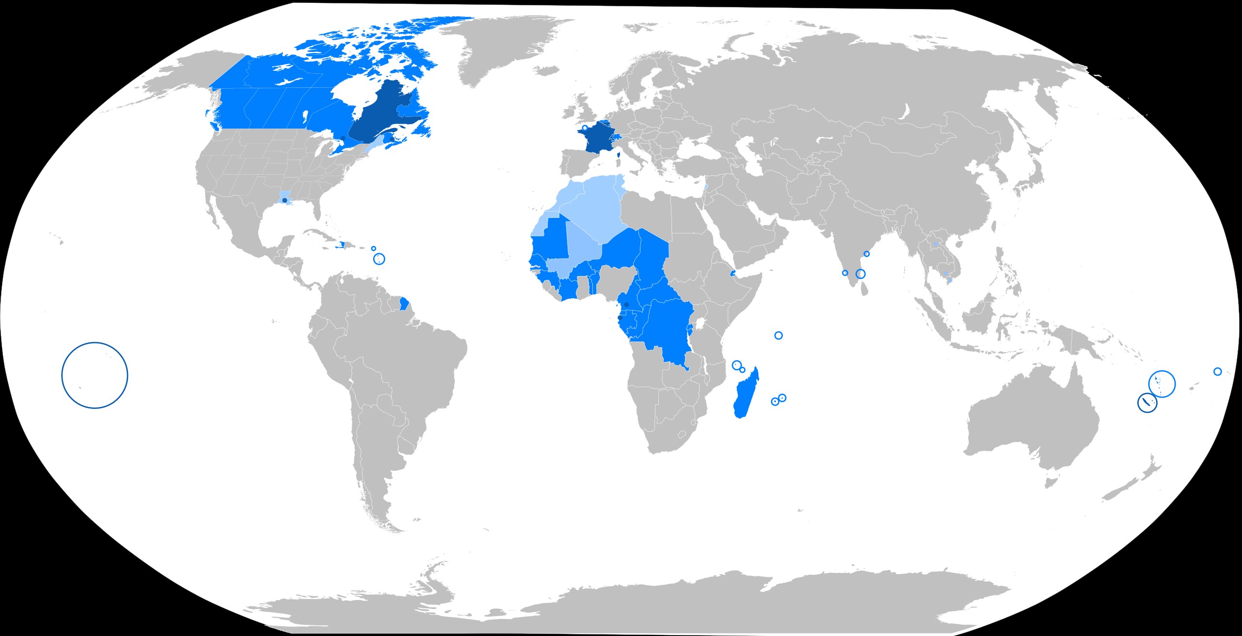 fransızca konuşan ülkeler haritası