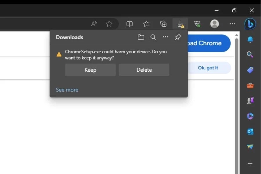 Microsoft Edge, Chrome’u kötü amaçlı yazılım olarak belirtiyor