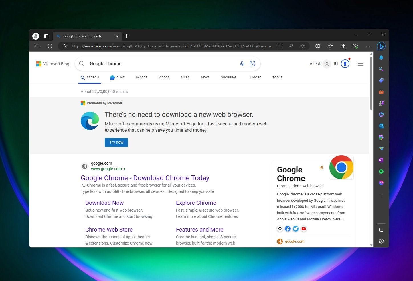 Edge tarayıcısı Chrome kurulum dosyasını virüs olarak tanımladı