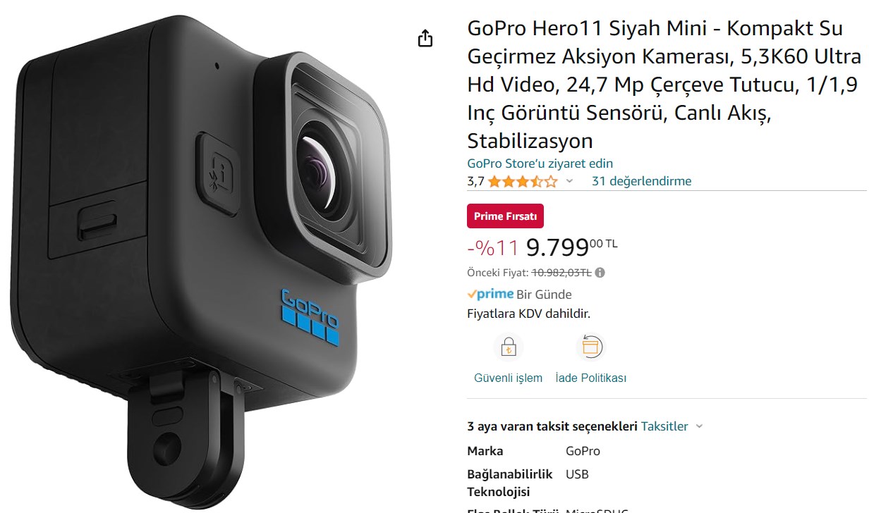 Amazon'da GoPro Hero 11 indirime girdi!