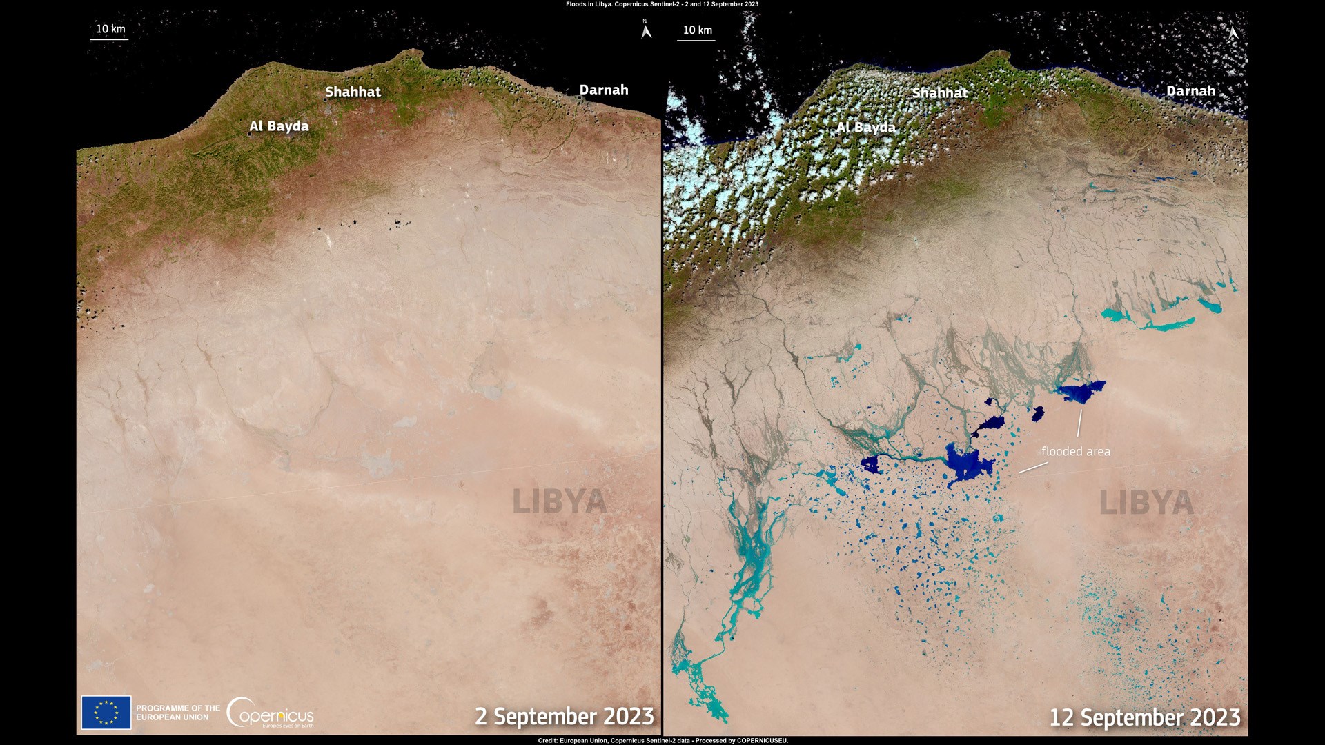 Libya'yı vuran kasırga, Sahra Çölü'nde göller ve nehirler yarattı