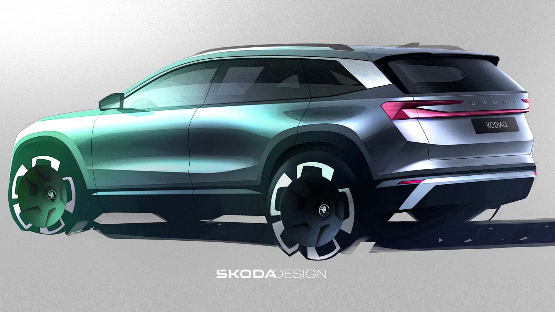 2024 Skoda Kodiaq'ın dış tasarımını gösteren çizimler paylaşıldı