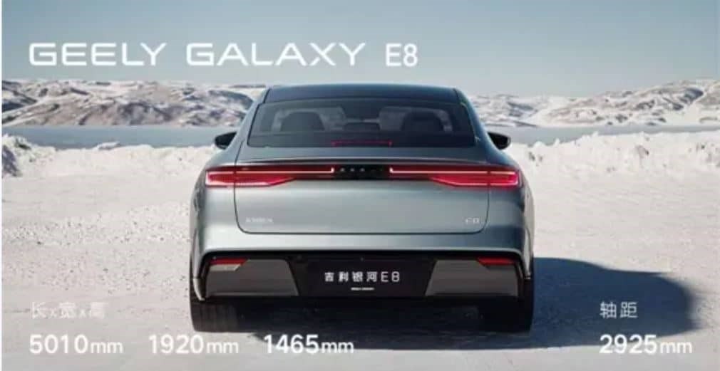 Geely Galaxy E8 elektrikli sedanın yeni görselleri ortaya çıktı
