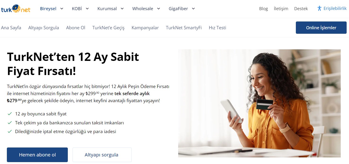 TurkNet'te 12 Ay Sabit Fiyat Fırsatı!