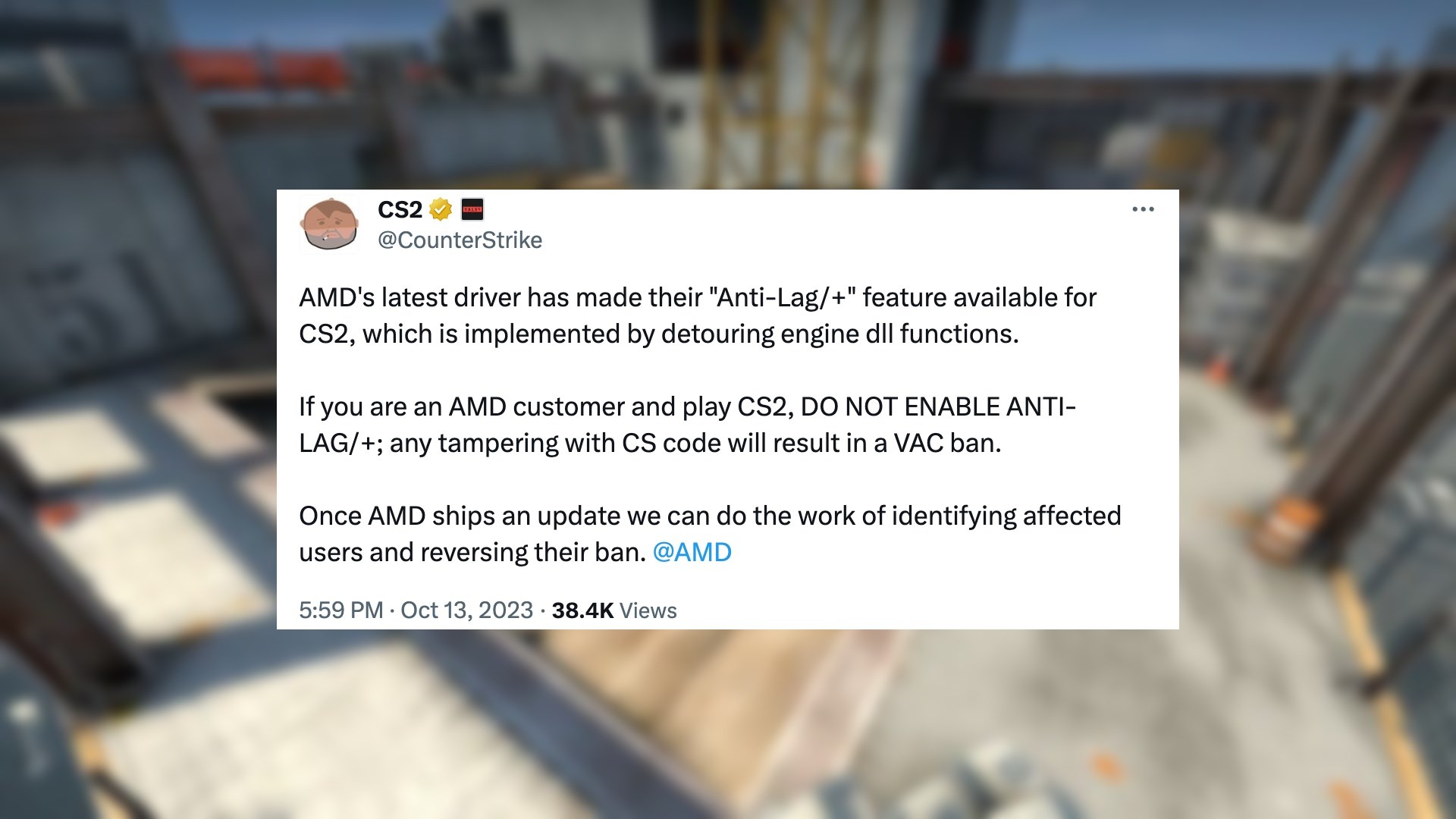 AMD Anti-Lag+ merkezli Counter Strike 2 banları kalkıyor
