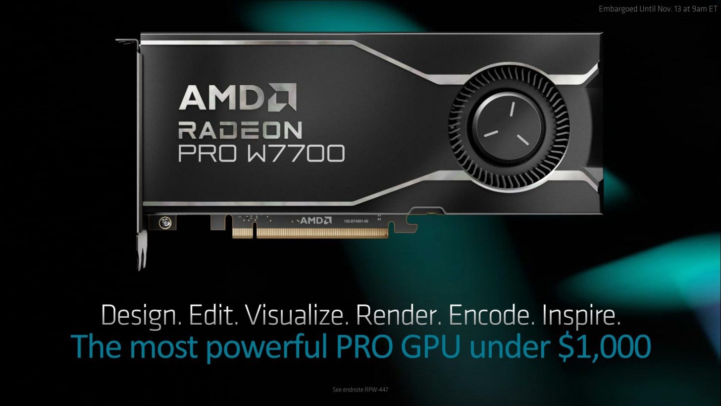 AMD, Radeon PRO W7700 ile üst ve alt sınıf arasına köprü kurdu