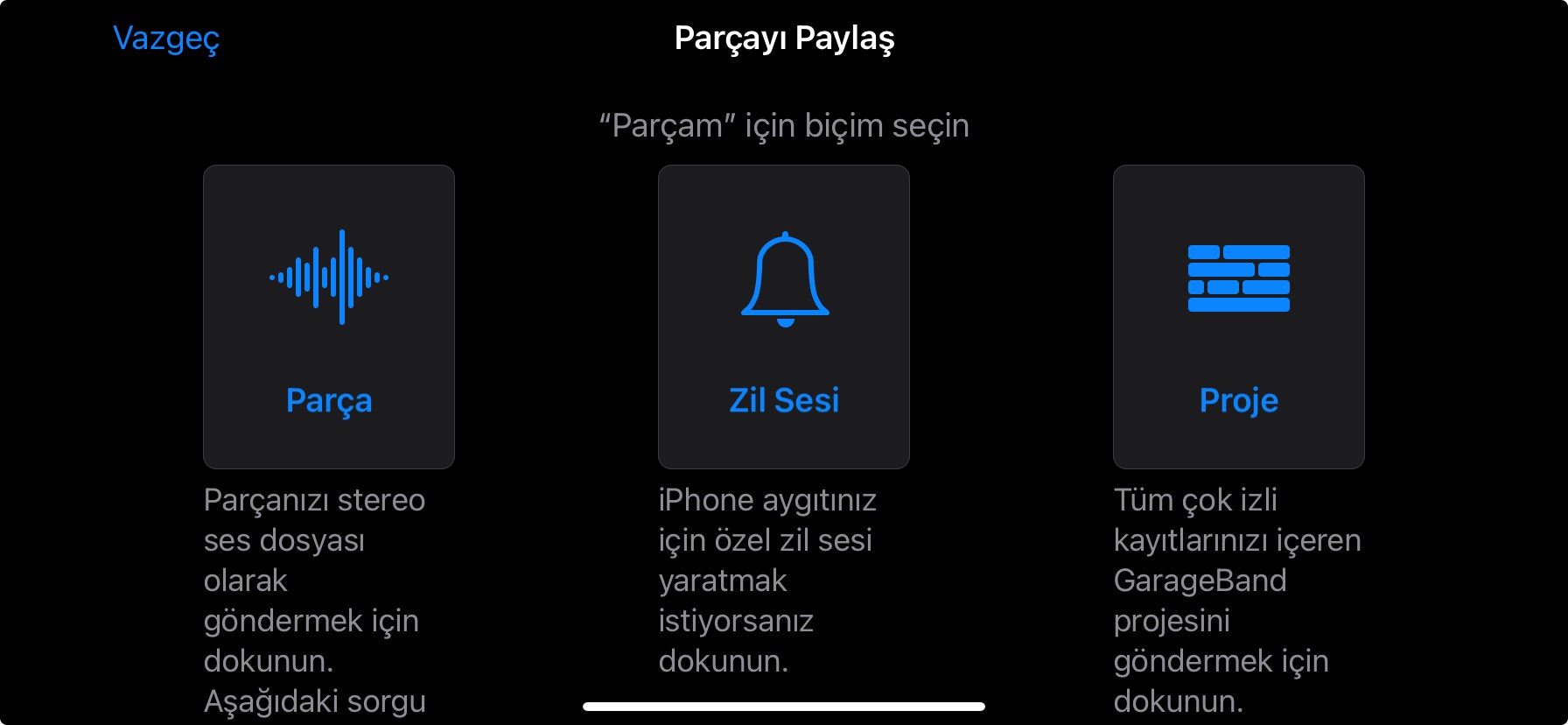 iPhone şarkıyı zil sesi yapma