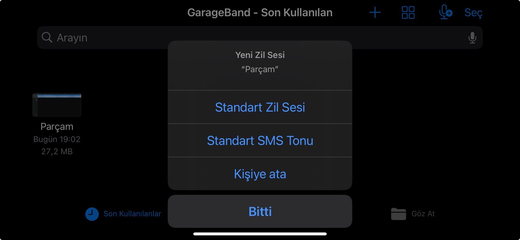 iPhone mp3 zil sesi yapma