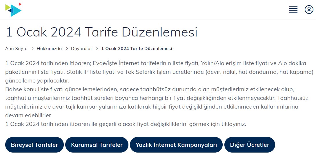 Türk Telekom'dan internet fiyatlarına zam! 2024 zamlı fiyatlar!
