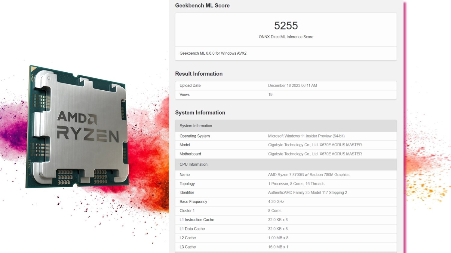 AMD Ryzen 7 8700G APU’dan ilk performans bilgileri geldi