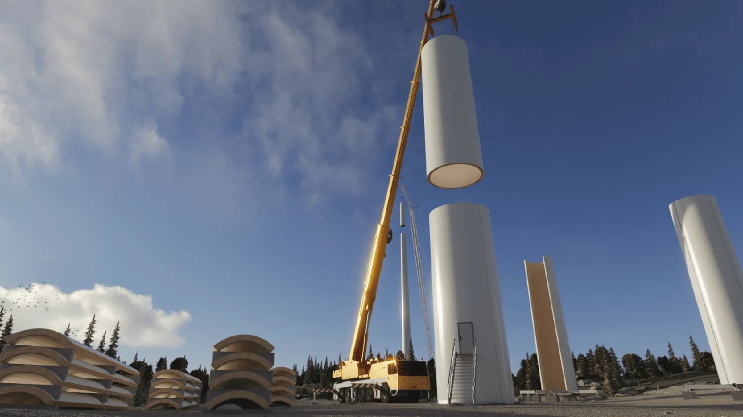 İsveç'de dünyanın en uzun ahşap kuleli rüzgar türbini inşa edildi