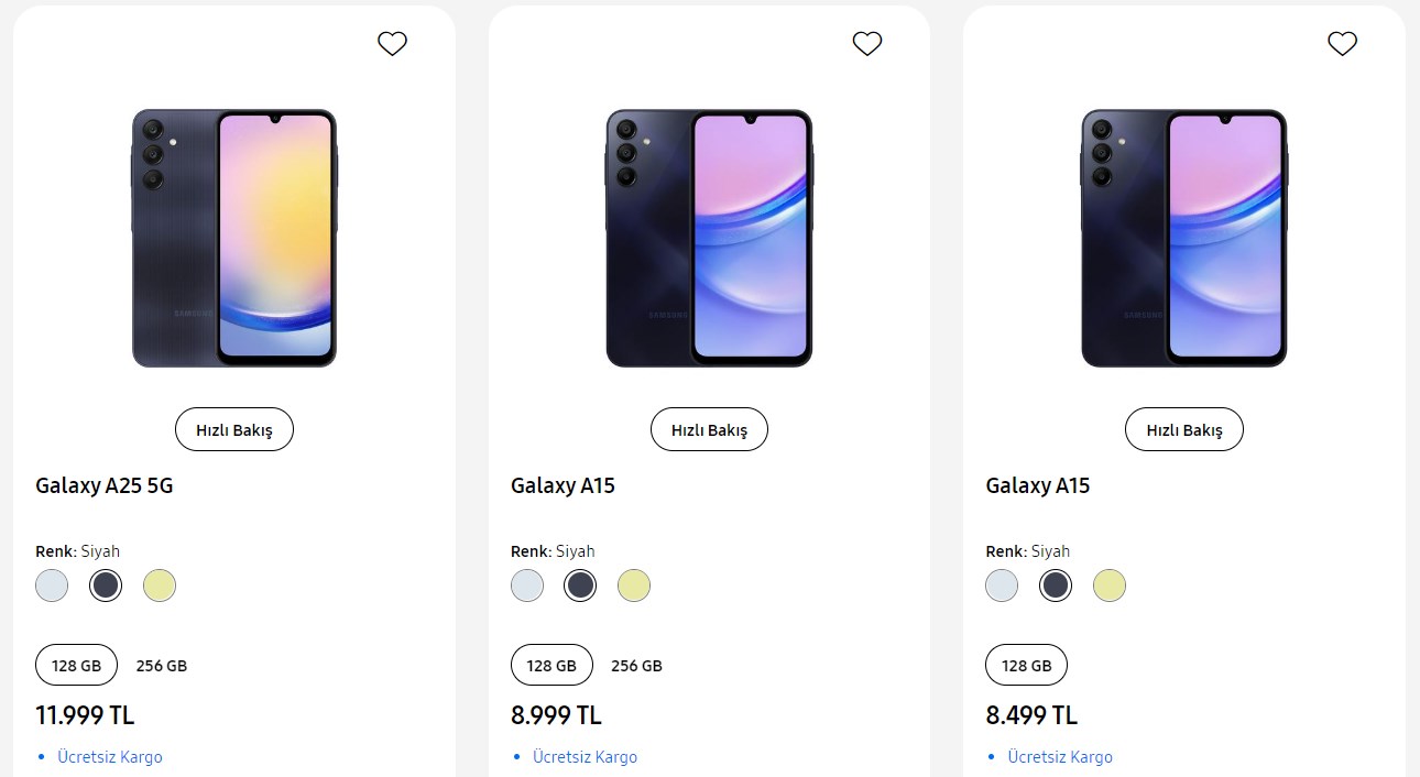 Samsung Galaxy A15 ve Galaxy A25 5G Türkiye fiyatı açıklandı