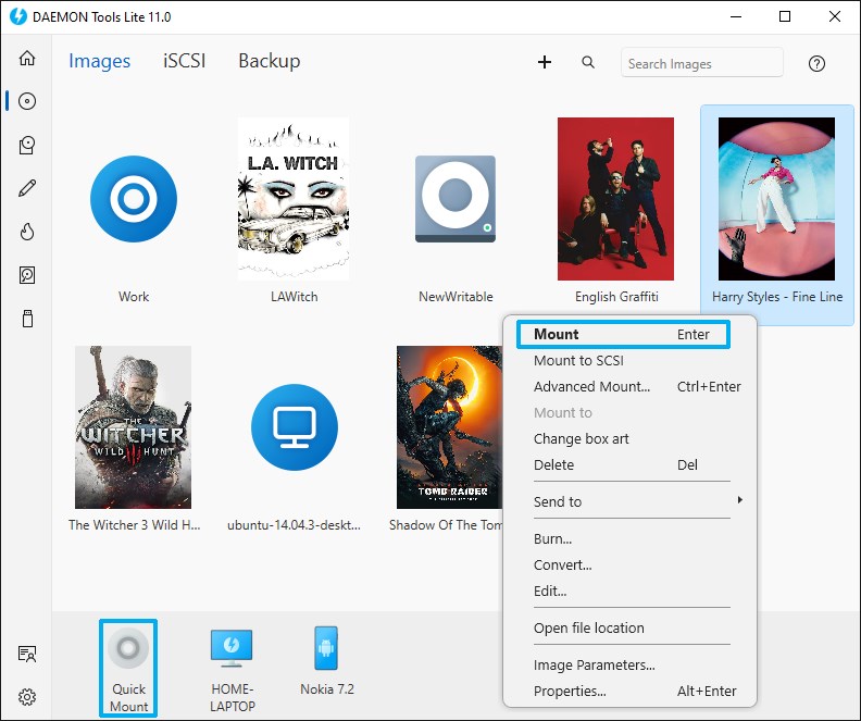 daemon tools iso dosyası açma