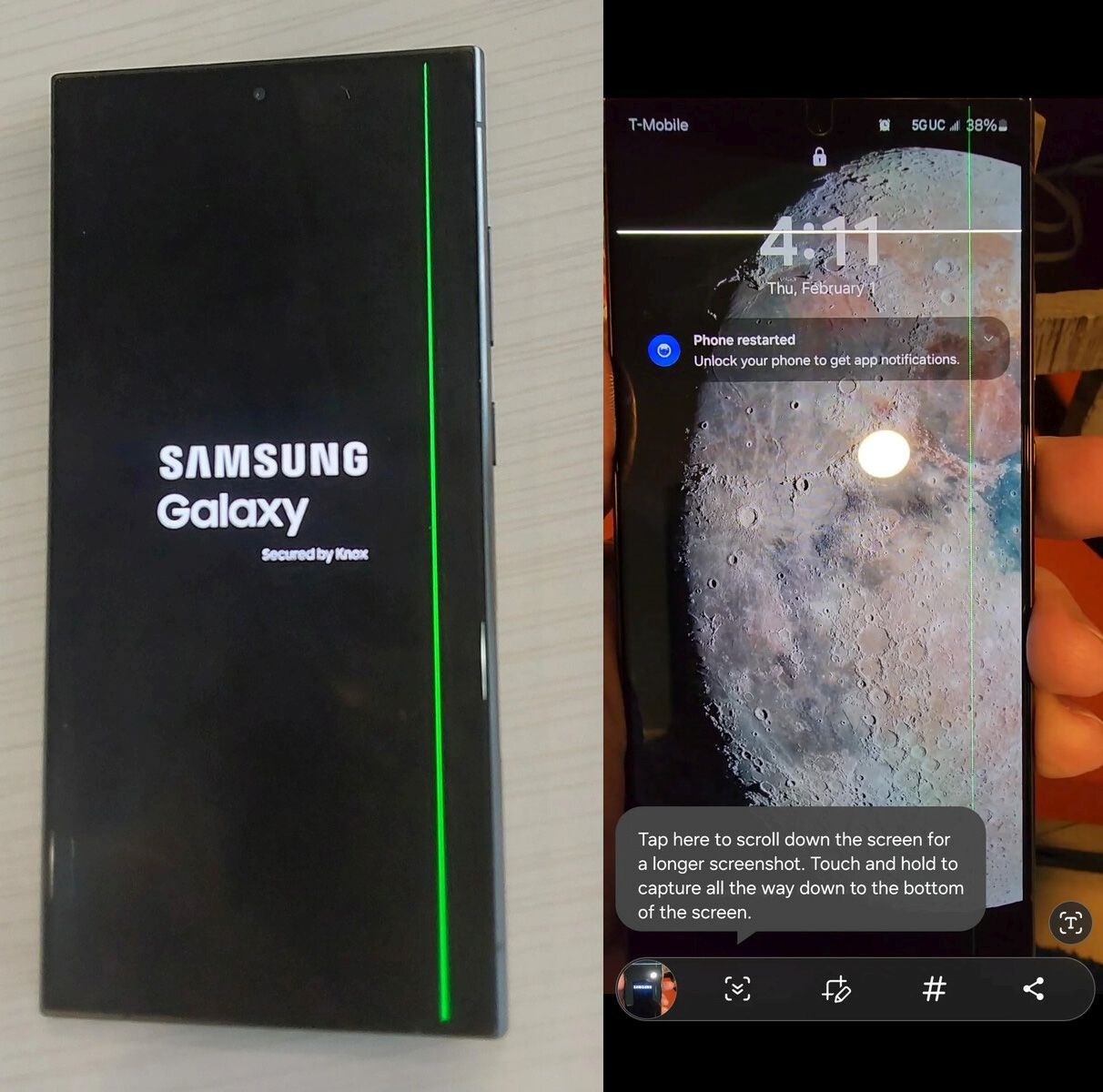 Samsung Galaxy S24 Ultra'nın ekranında yeşil çizgi sorunu