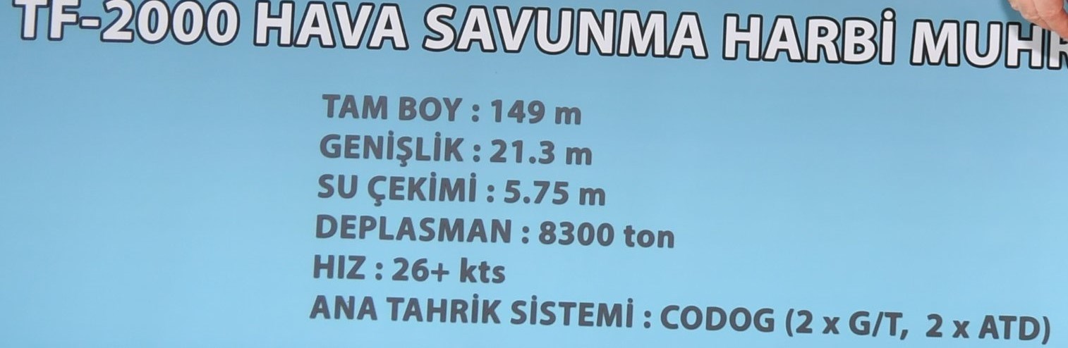 TF-2000 Hava Savunma Harbi Muhribi özellikleri