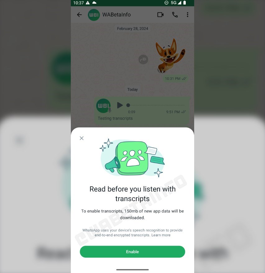 Android için WhatsApp’a sesli mesajları metne dönüştürme geliyor