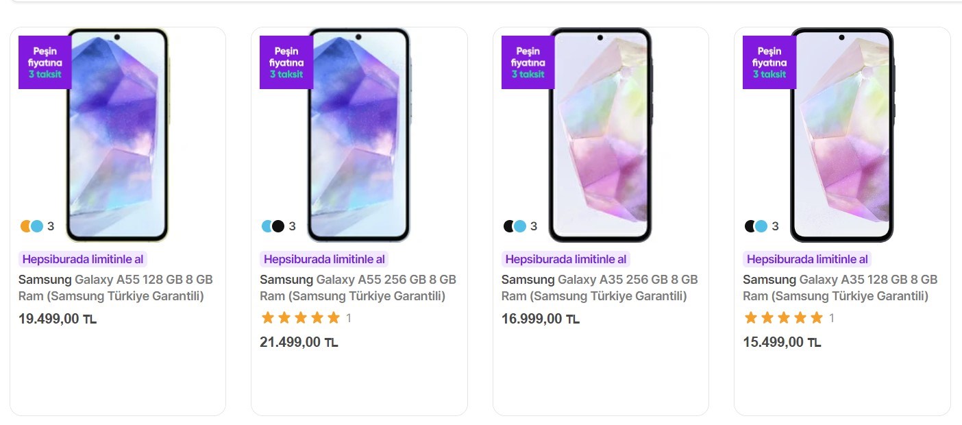 Galaxy A55 ve Galaxy A35 Türkiye fiyatı