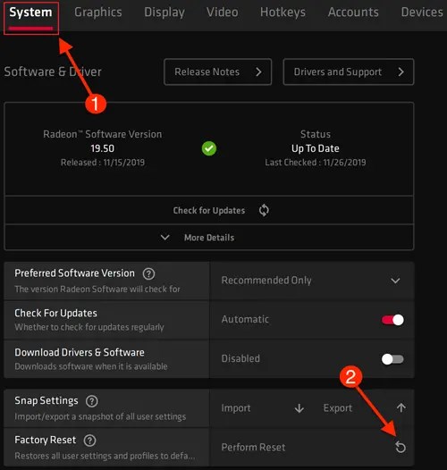 amd ekran kartı sıfırlama