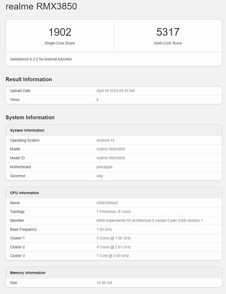 Realme GT Neo 6 SE, Geekbench'te listelendi: