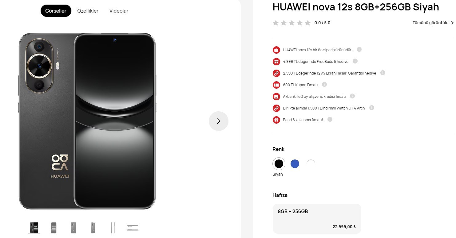 Huawei Nova 12s Türkiye fiyatı