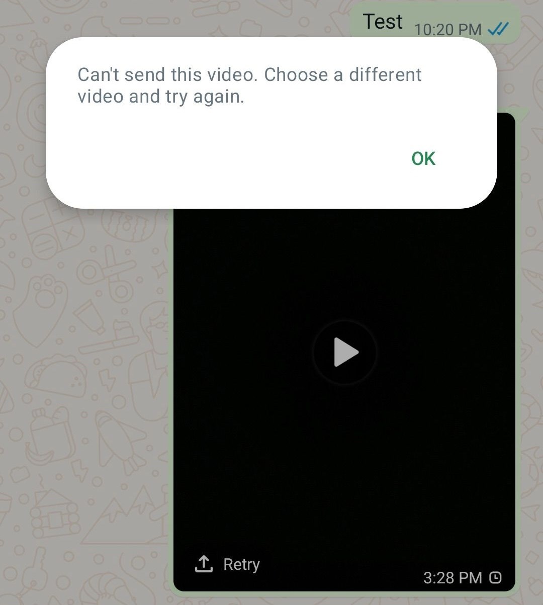 whatsapp android video gönderilemiyor