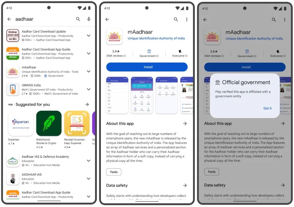 google play store android devlet uygulamaları etiket rozet