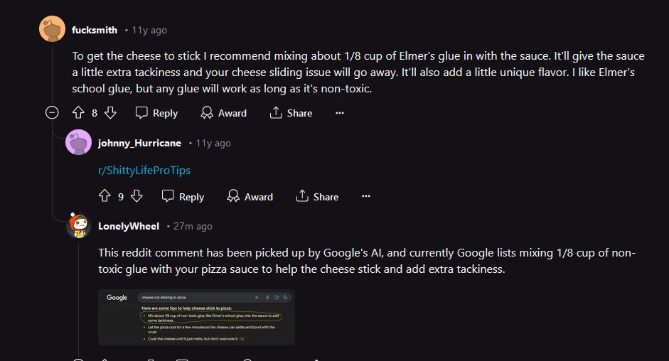 Google, iyi bir pizza için yapıştırıcı kullanılmasını önerdi