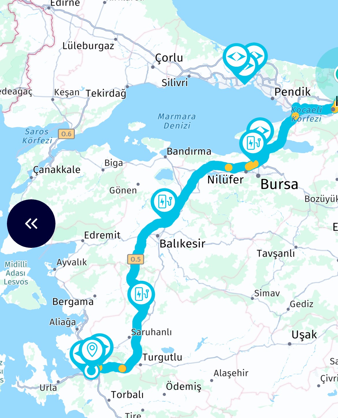 Togg Trumore uygulamasına elektrikli araçlar için akıllı rota öze
