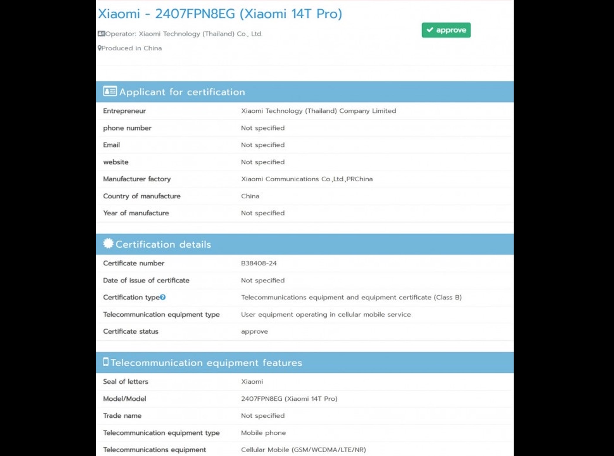 NBTC sertifikası alan Xiaomi 14T Pro'nun lansmanı yaklaşıyor