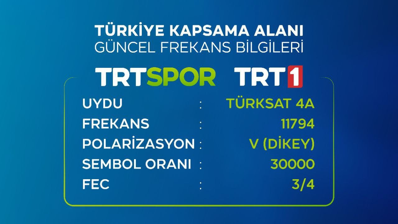 TRT1 ve TRT Spor frekans ayarları