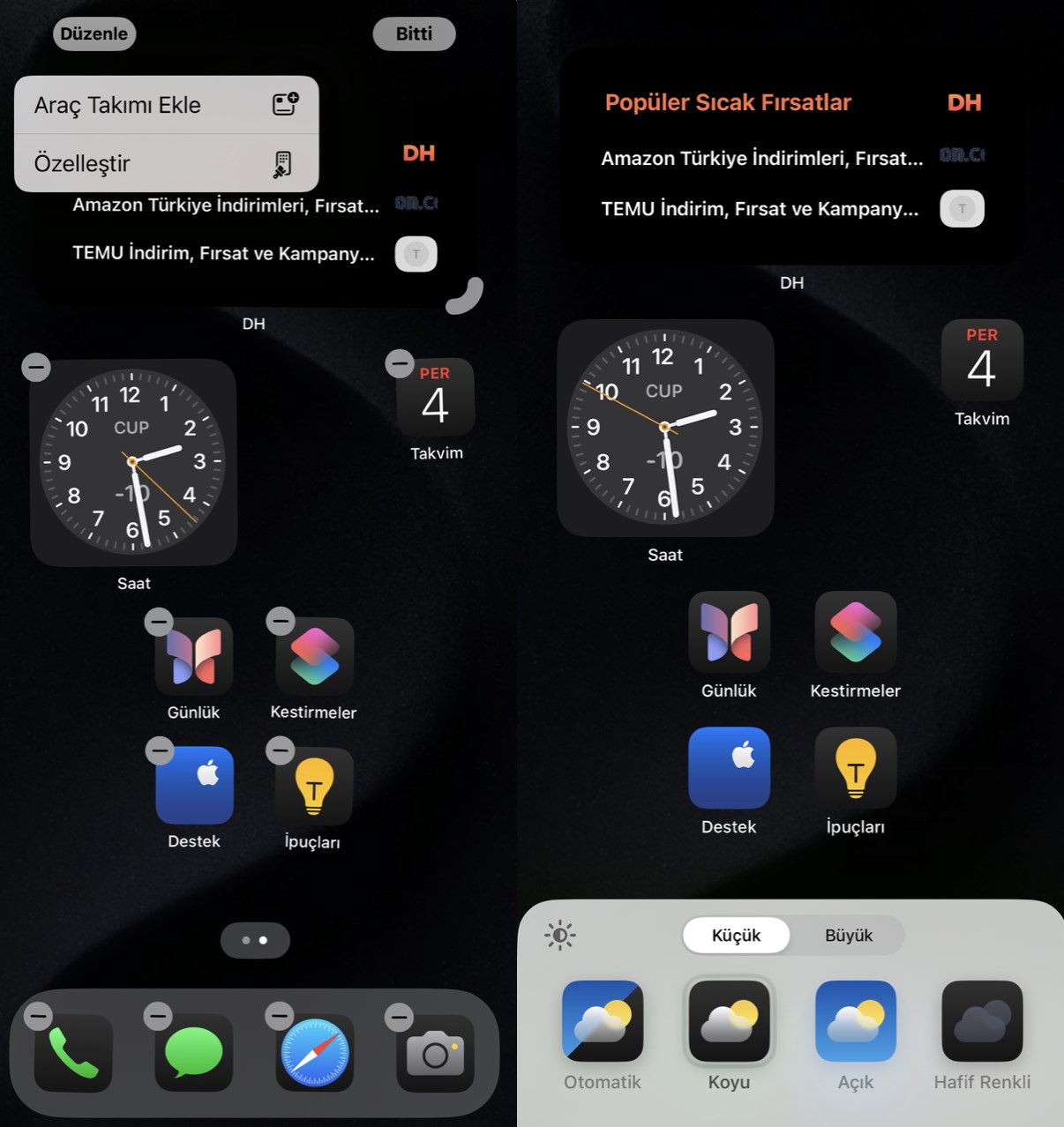 ios 18 simgeleri koyu yapma