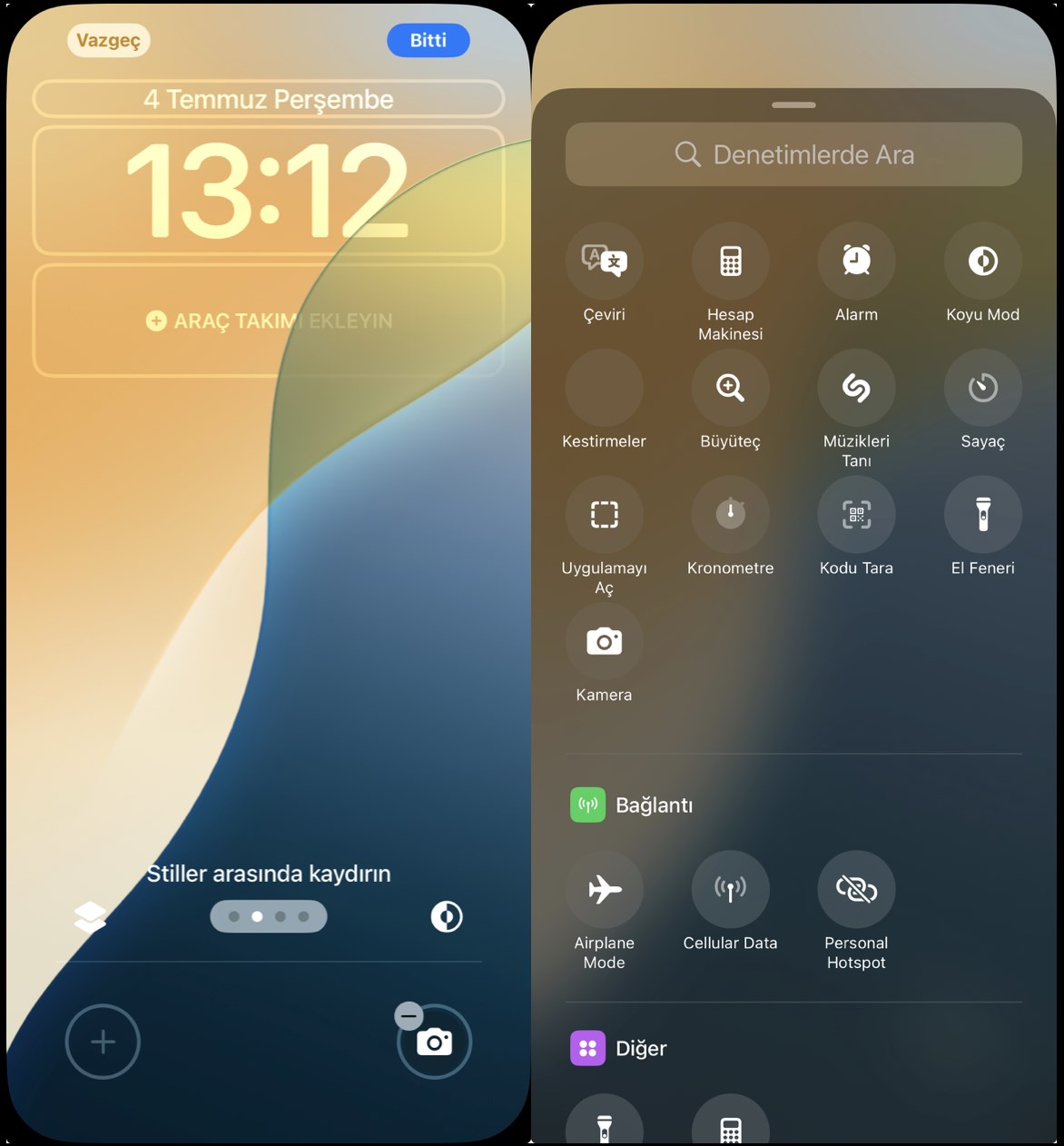 ios 18 kilit ekranı kısayollarını değiştirme