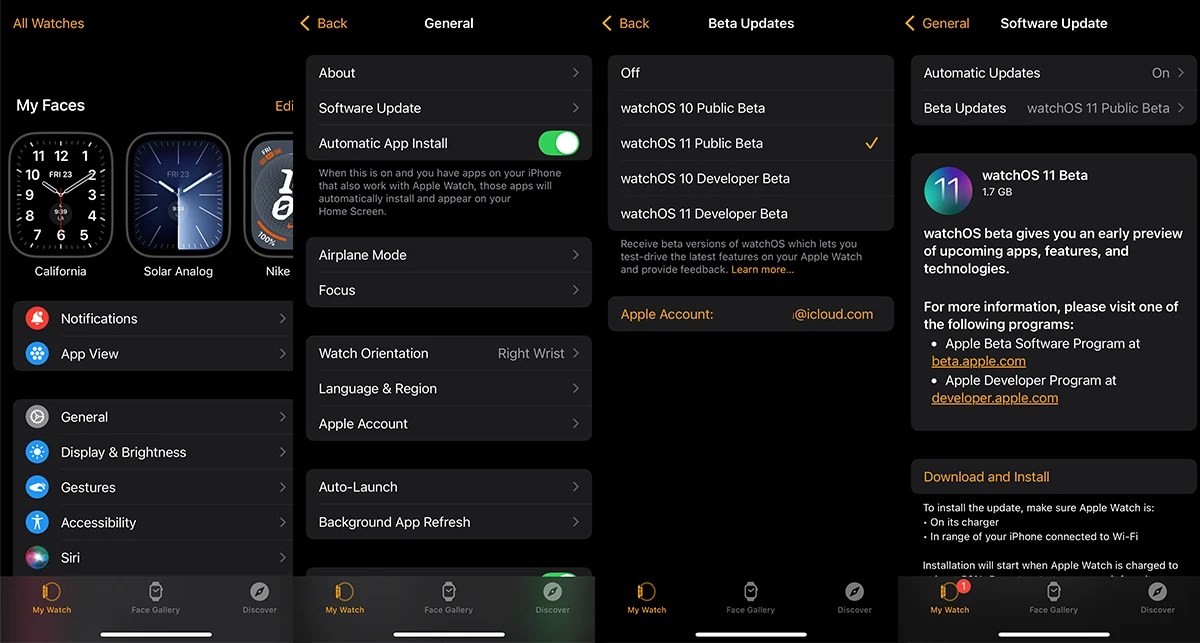 Apple Watch watchOS 11 beta indir & yükle