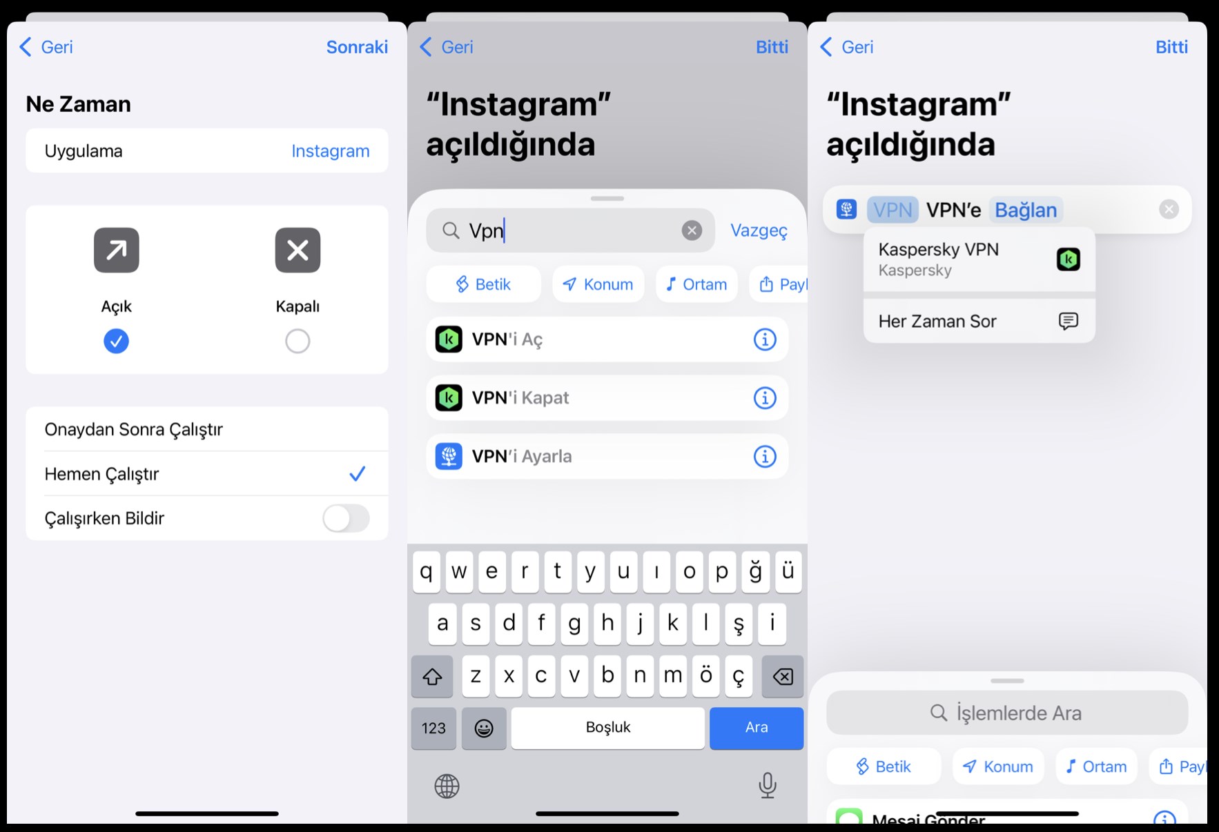 instagram vpn otomasyon iphone giriş