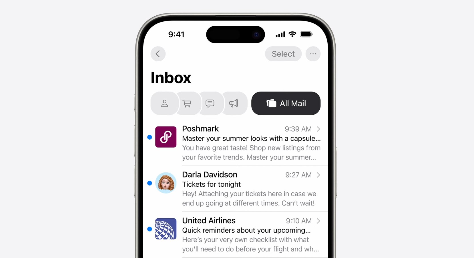 iOS 18 Mail sınıflandırma