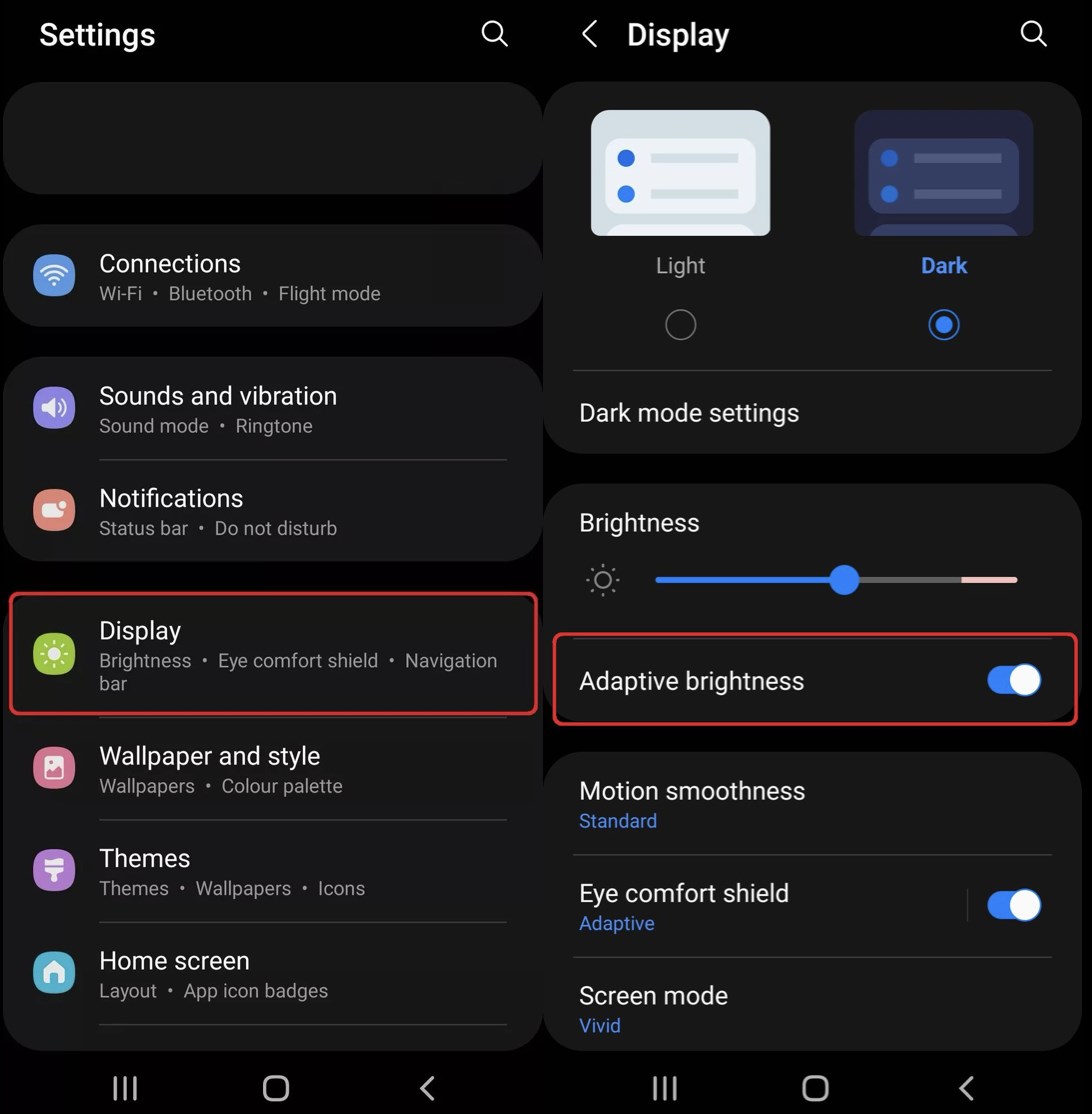 adaptif parlaklığı kapatma android samsung