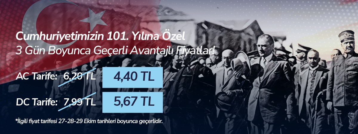WAT Mobilite’den 29 Ekim’e özel şarj istasyonlarında kampanya