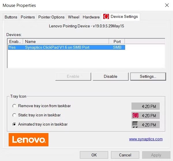 touchpad ayarları