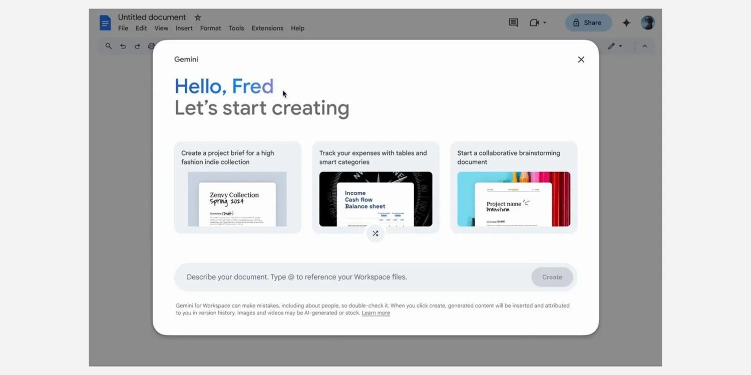 Google Docs'un yeni özelliği: İçerik oluşturmada AI desteği