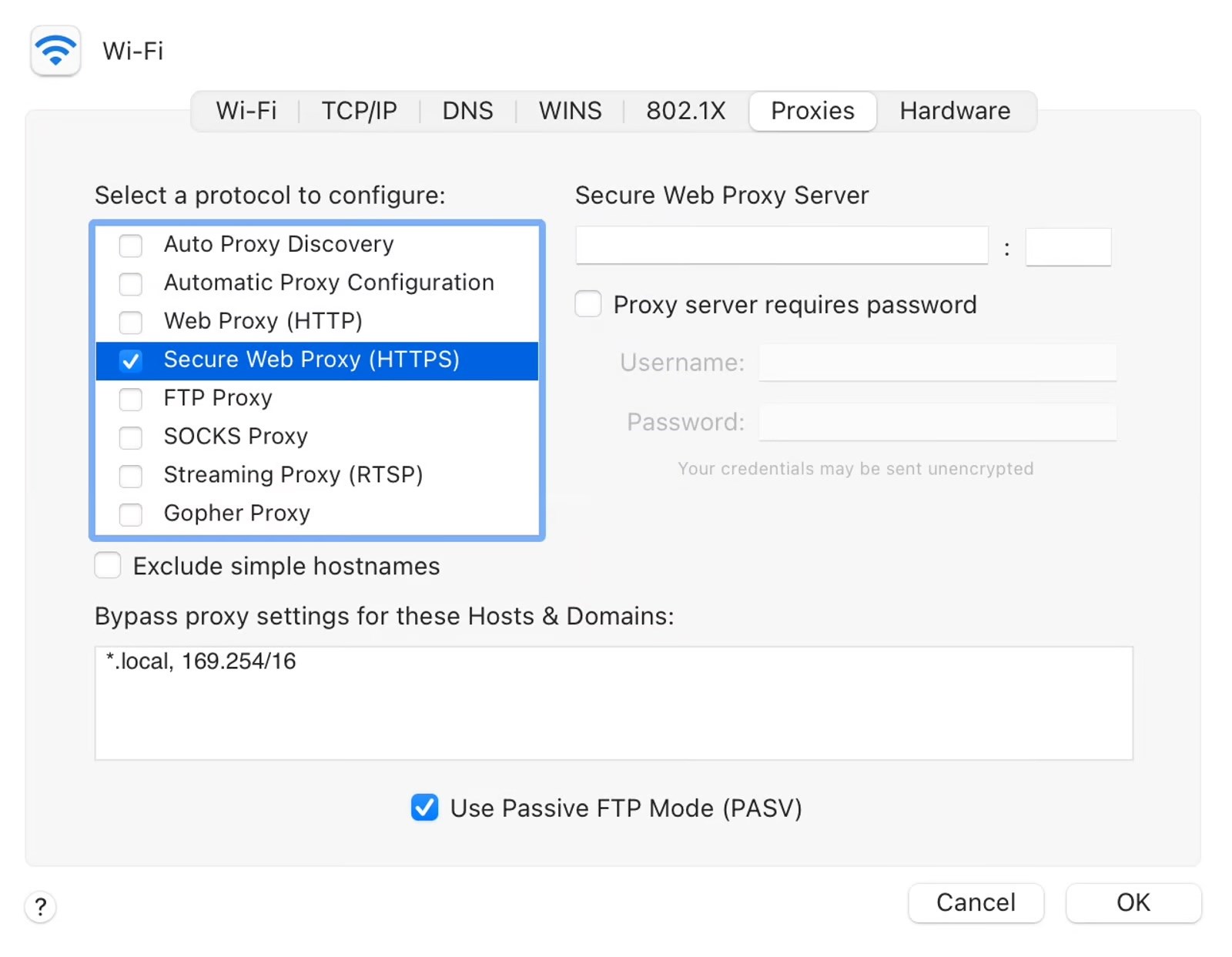 Macbook proxy ayarı