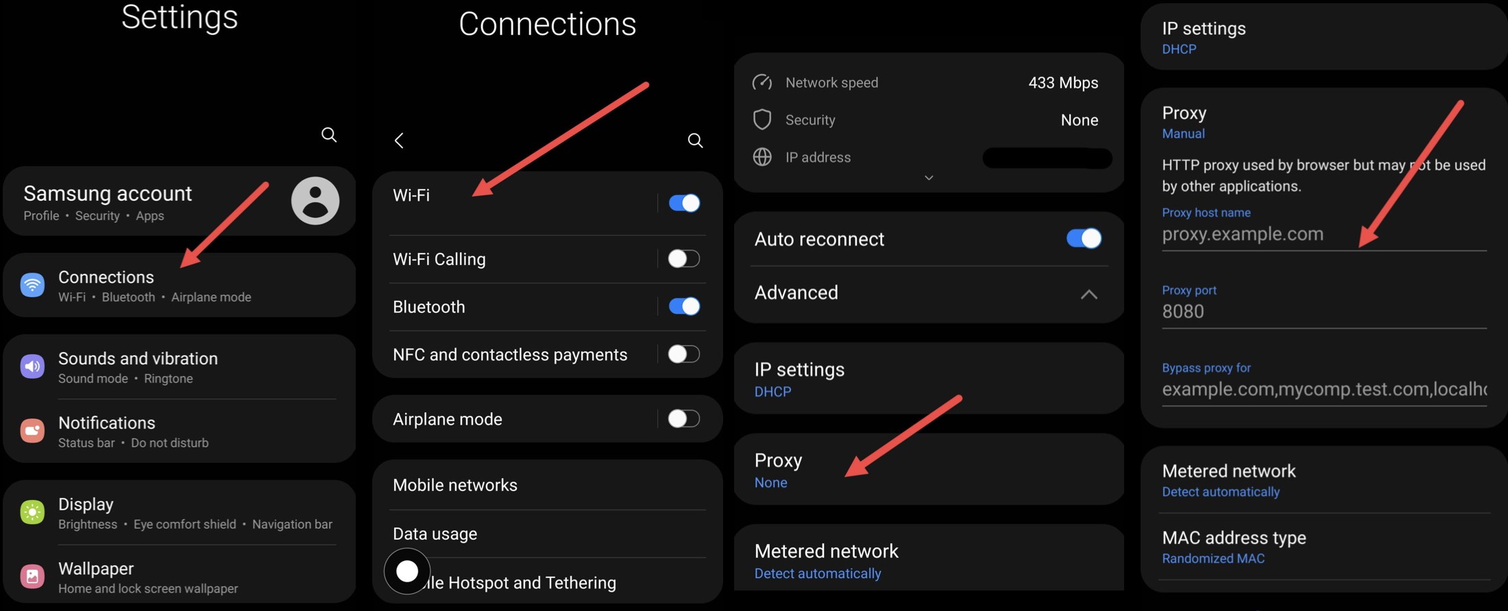 Android proxy server ayarı
