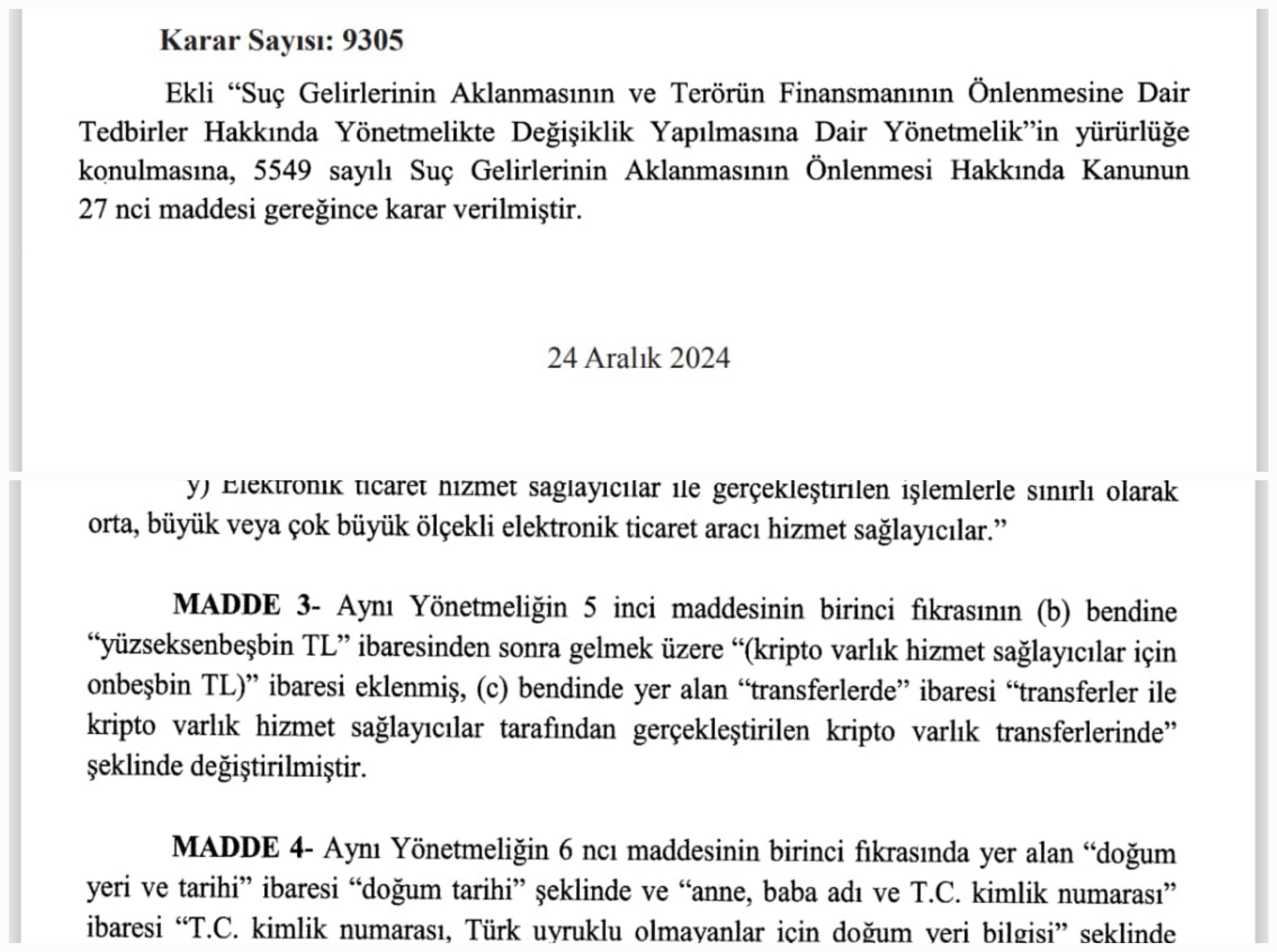 Kripto varlık transferinde kimlik tespiti