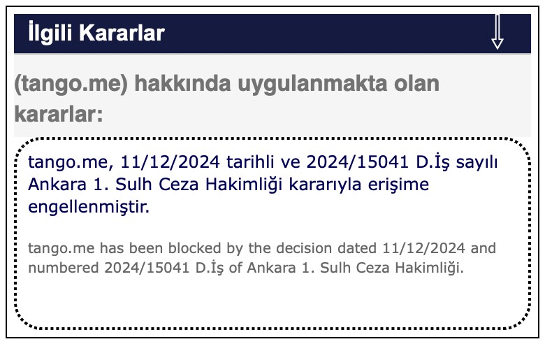 Tango'ya erişim engeli getirildi